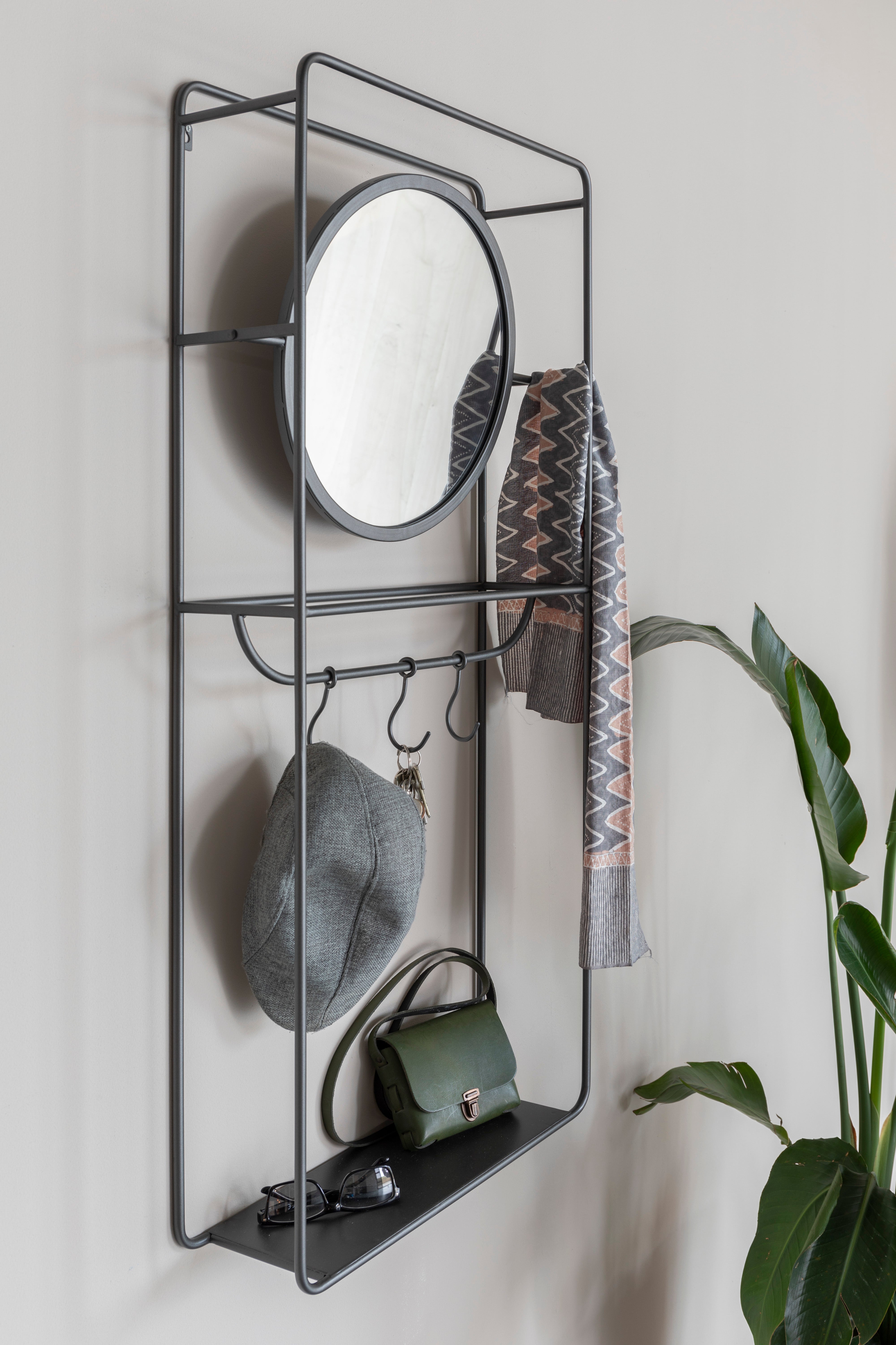 Wandgarderobe mit Spiegel DUCO schwarz