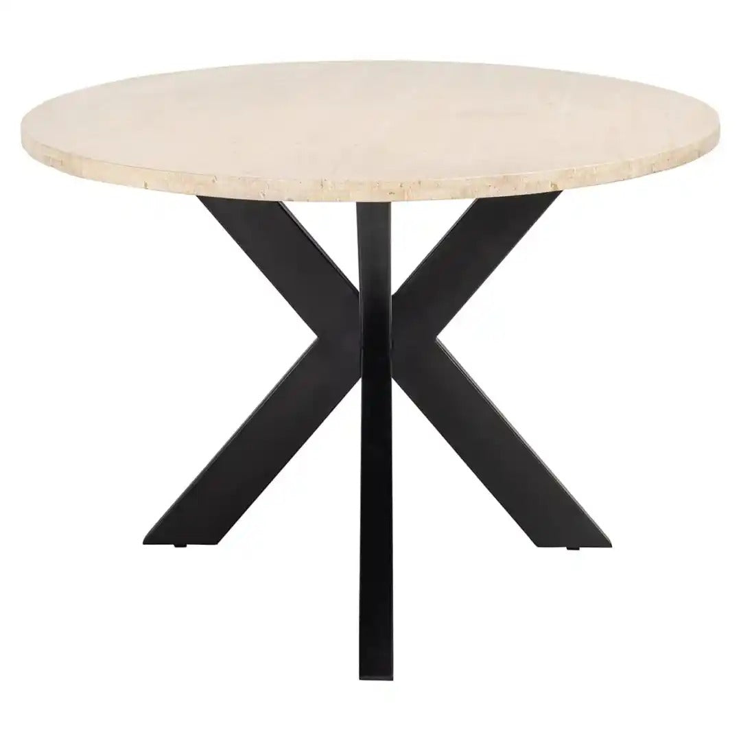 AVALON oval table travertine with a brown base