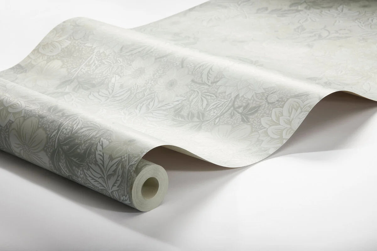 Vlies-Tapete mit Pflanzenmuster DAHLIA GARDEN grau-beige mit Weiß