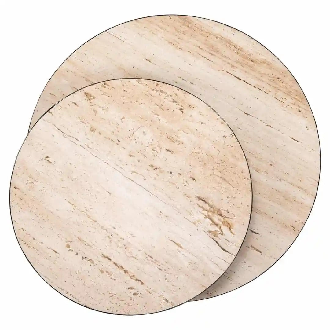 Couchtisch AVALON Travertin mit braunem Gestell