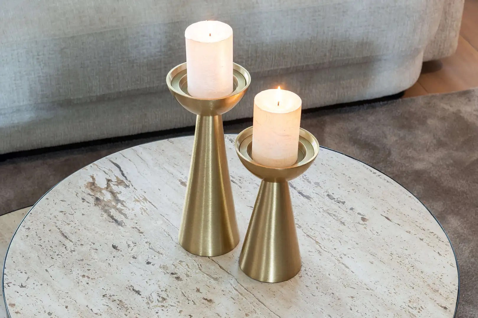 Couchtisch AVALON Travertin mit braunem Gestell