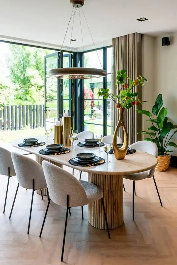 LA CANTERA brown table with travertine