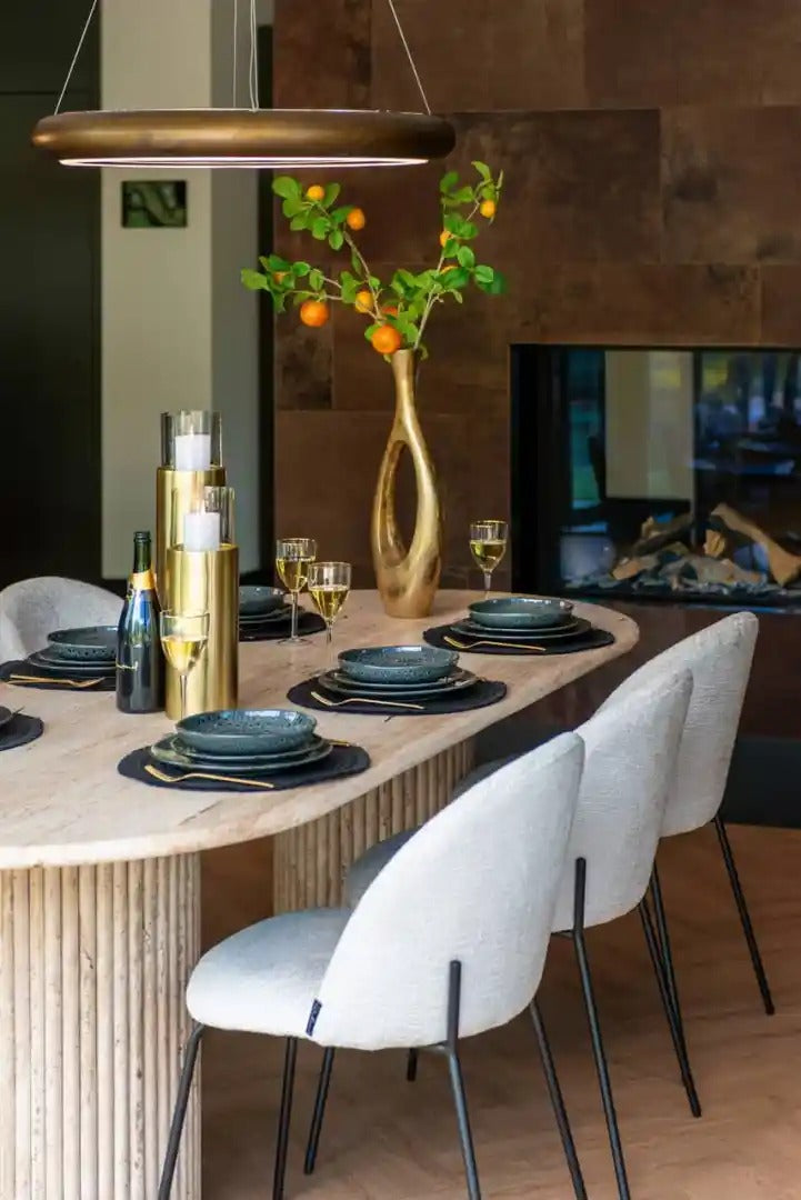 LA CANTERA brown table with travertine