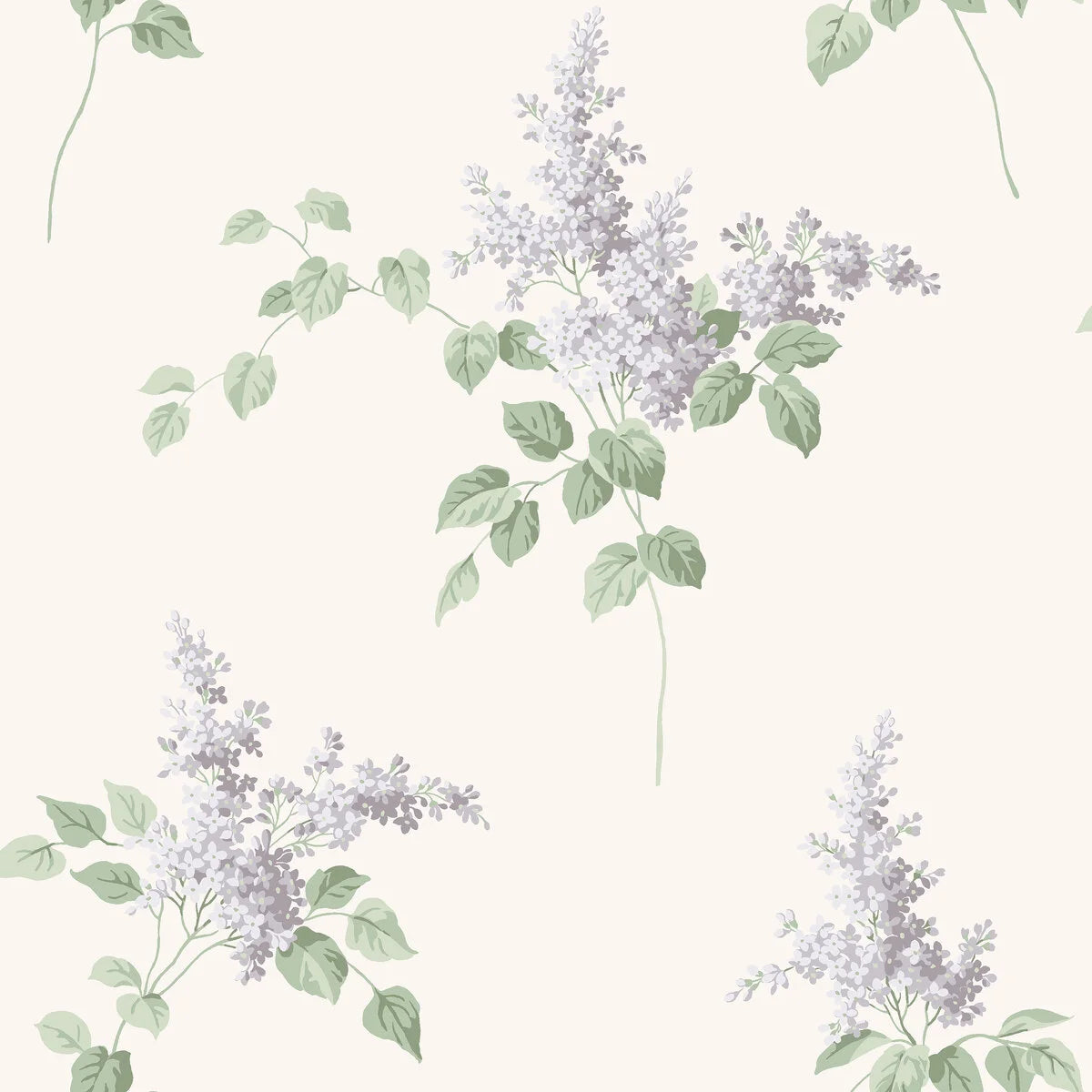 Beige wallpaper with lilac floral pattern