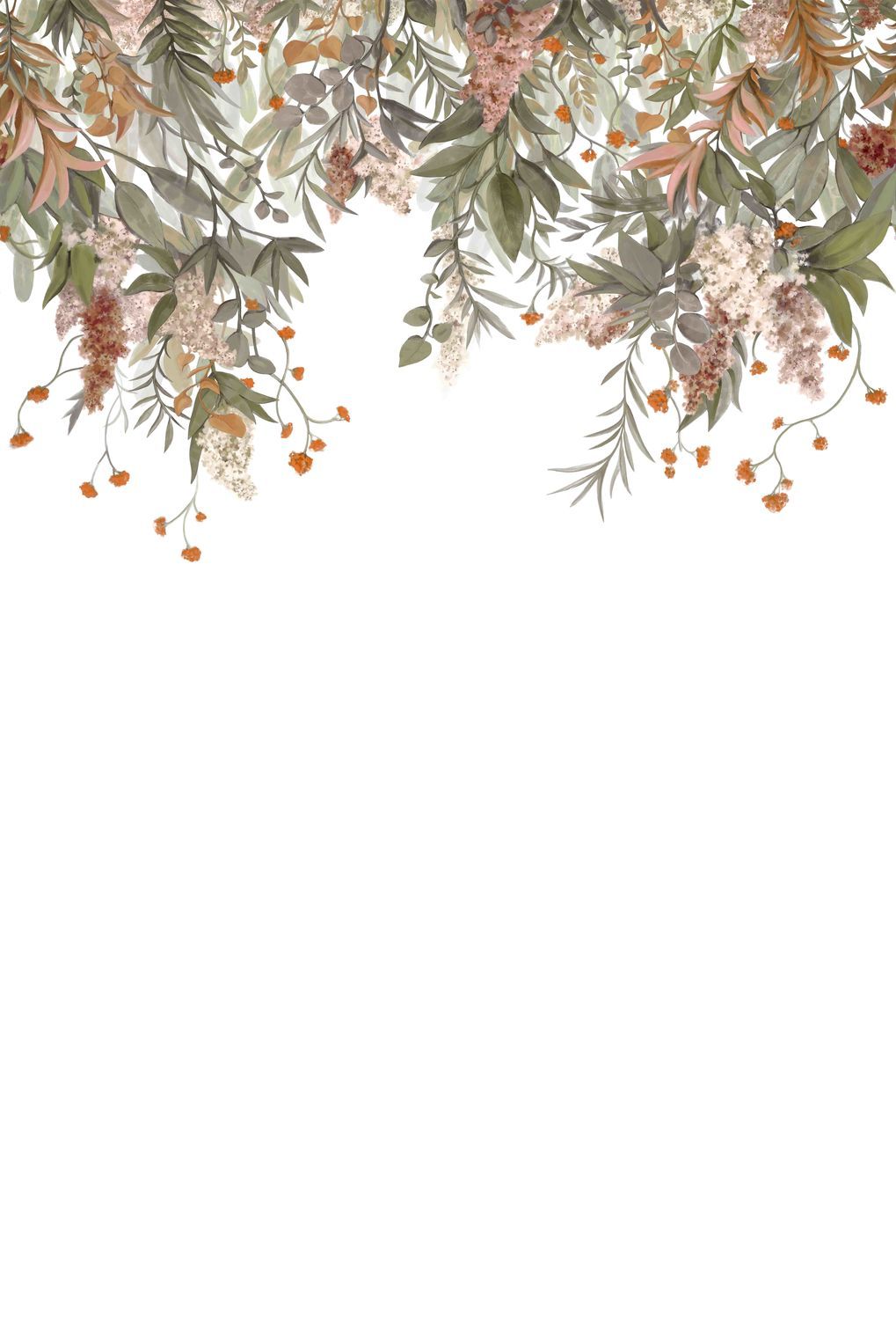 WISTERIA Mural green with pink