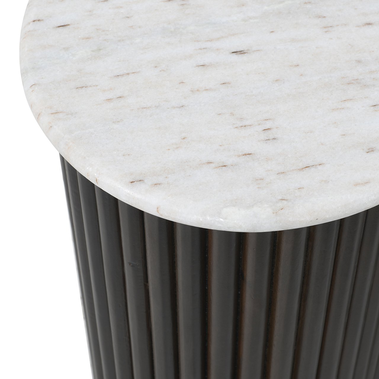 MAYFIELD coffee table set white marble with ribbed mango wood
