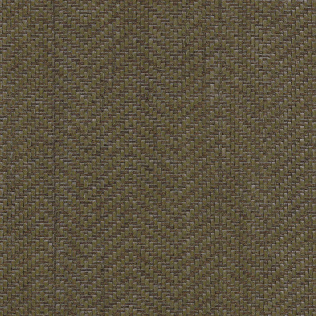 Structural paper wallpaper resembling raffia KASANE - DARK GREEN kaki