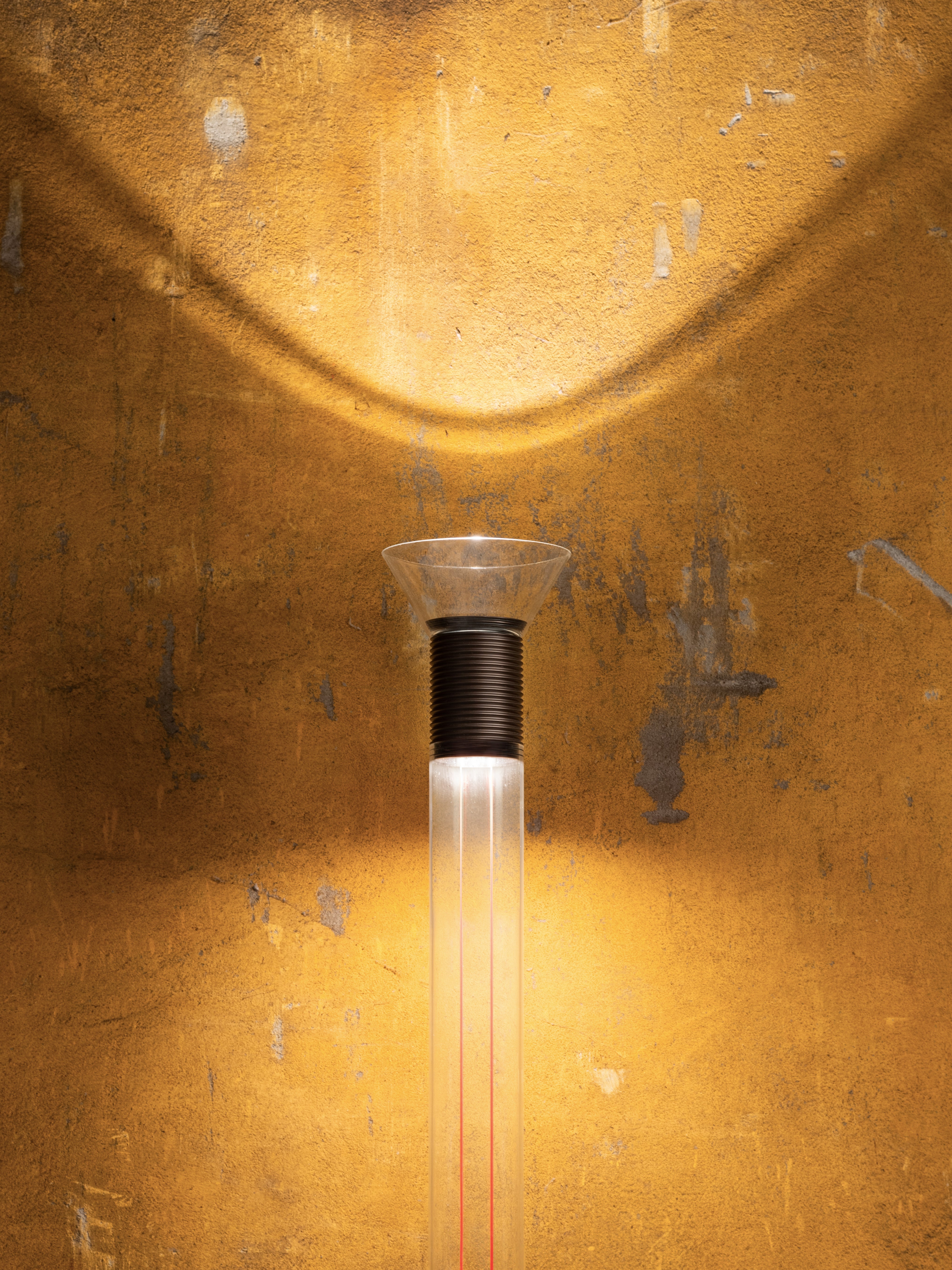 DIA Floor Lamp in Transparent with Matte Brown Accents