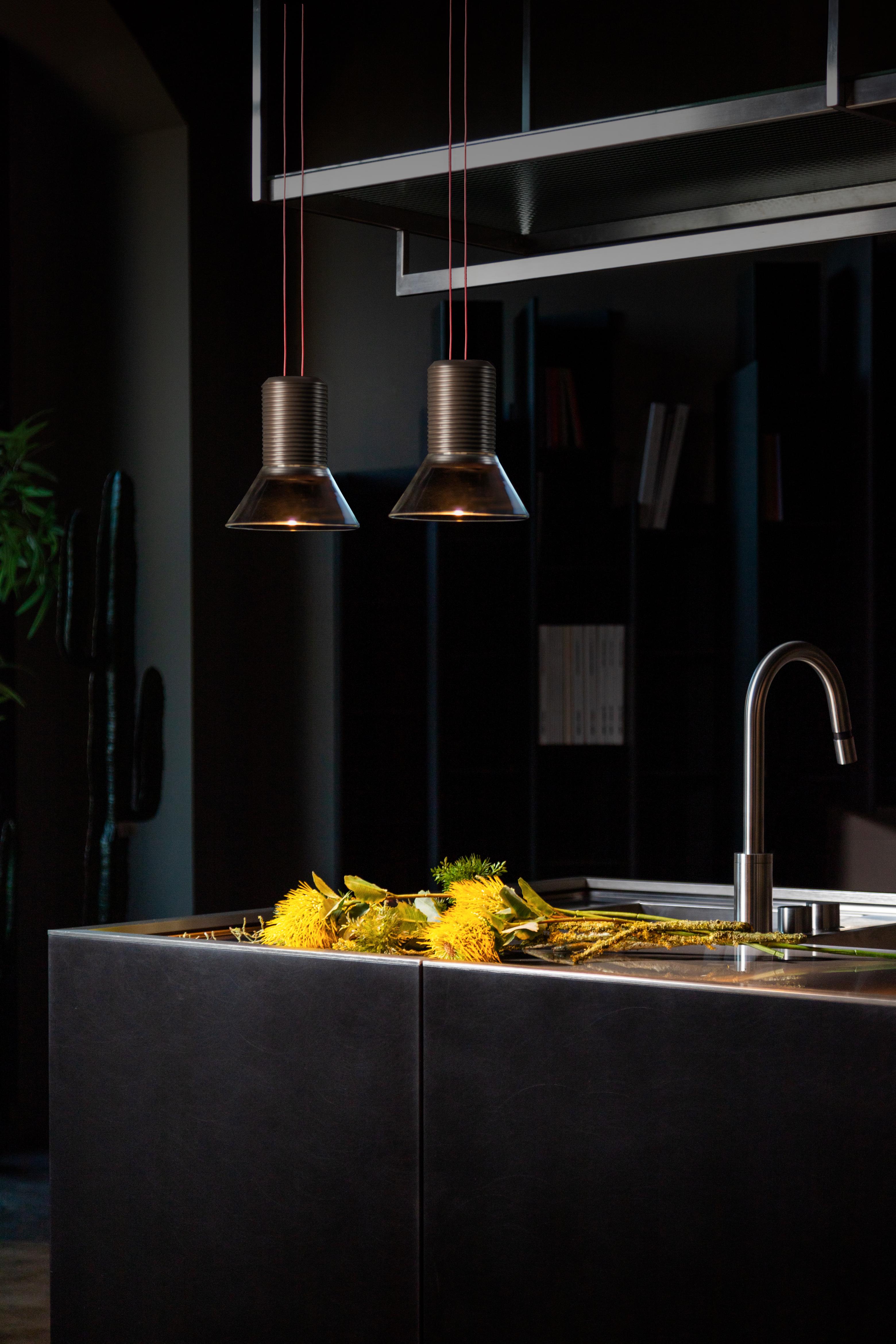 DIA Pendant Lamp in Transparent with Matte Brown Accents