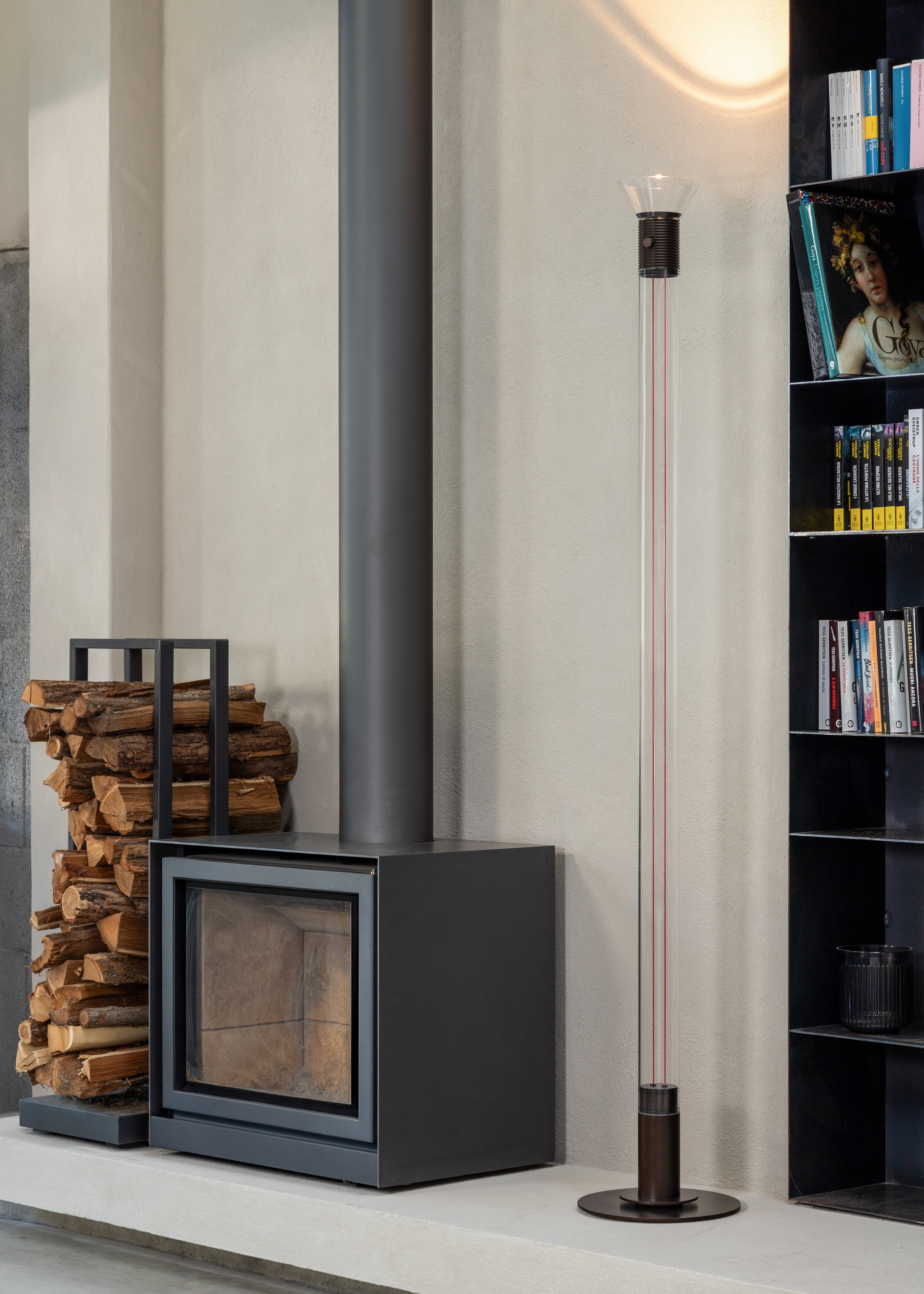 DIA Floor Lamp in Transparent with Matte Brown Accents