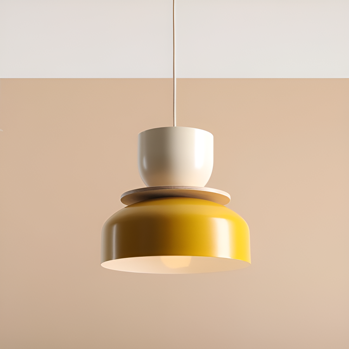 UTO Pendelleuchte creme mit gelb