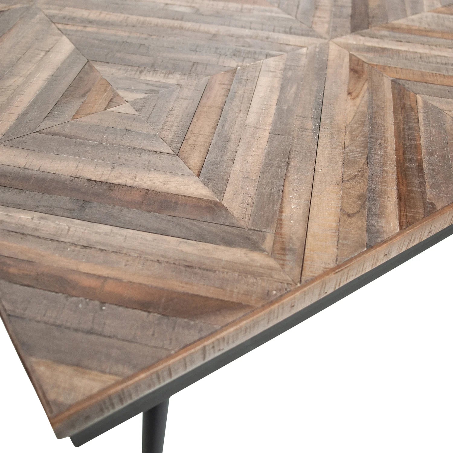 Rhombic table, teen wood with a black metal base