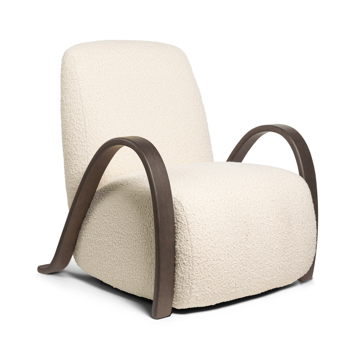 Fotel BUUR złamany biały wełniany boucle – ferm LIVING