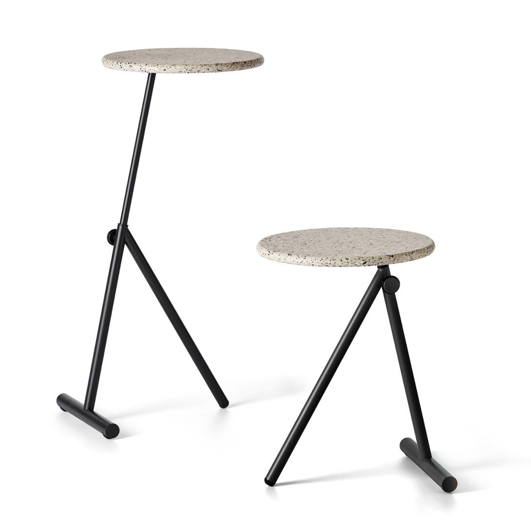 KOJI side table with a fiberglass top and black base