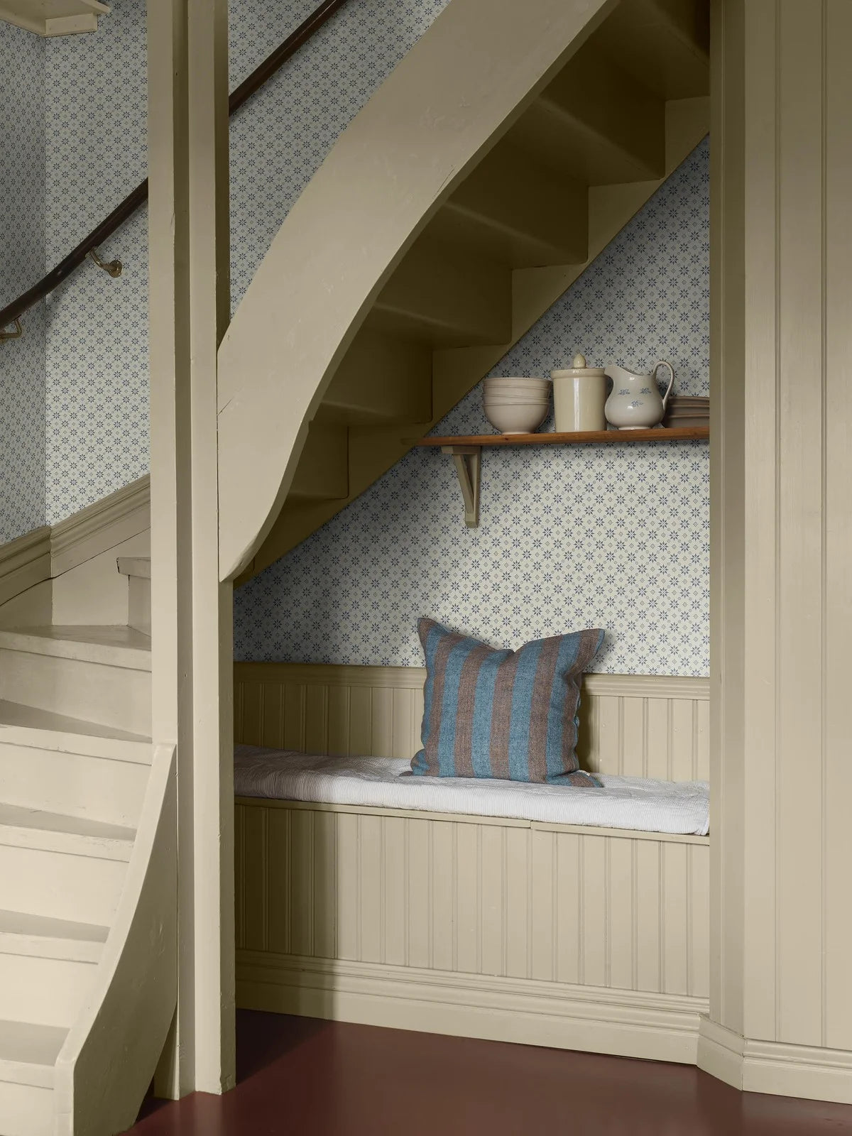 Vlies-Tapete mit geometrischem Muster STELLA in Weiß mit Blau