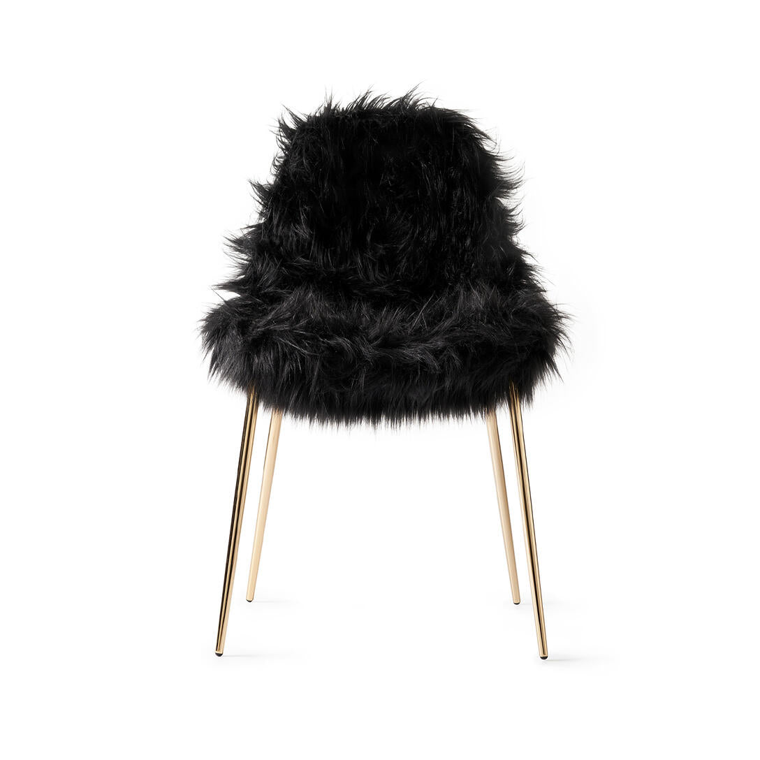 MAMMAMIA FUR Chair black with gold base