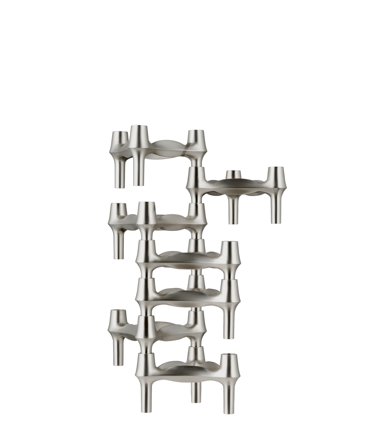 BMF Brushed Chrome Candle Holder Set