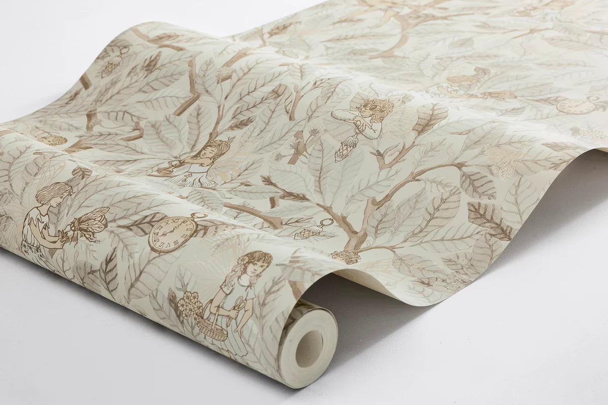 Kinder-Tapete mit Märchenmotiv von Feen FAIRIES beige