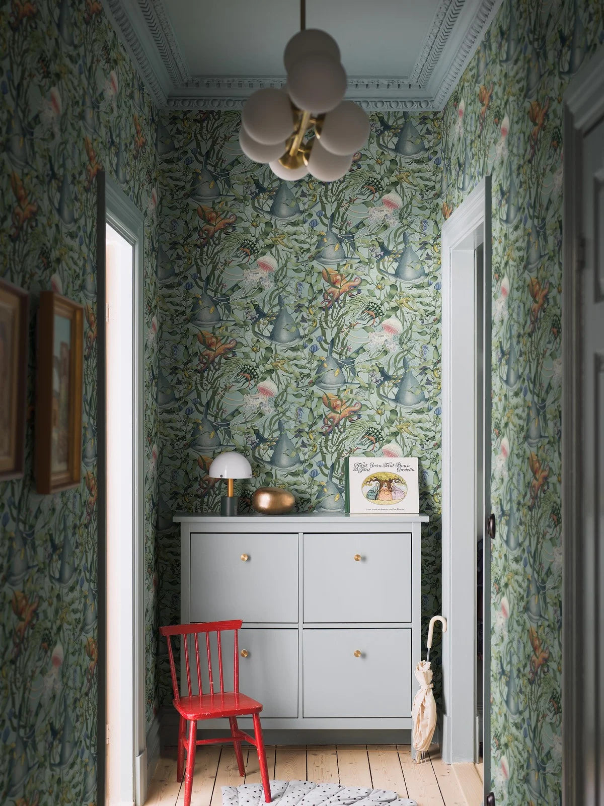 Children's wallpaper with an underwater animals theme UNDERWATER MAGIC turquoise