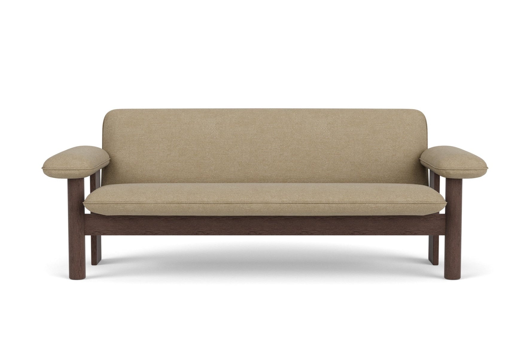 Sofa BRASILIA beżowy z ciemną dębową podstawą