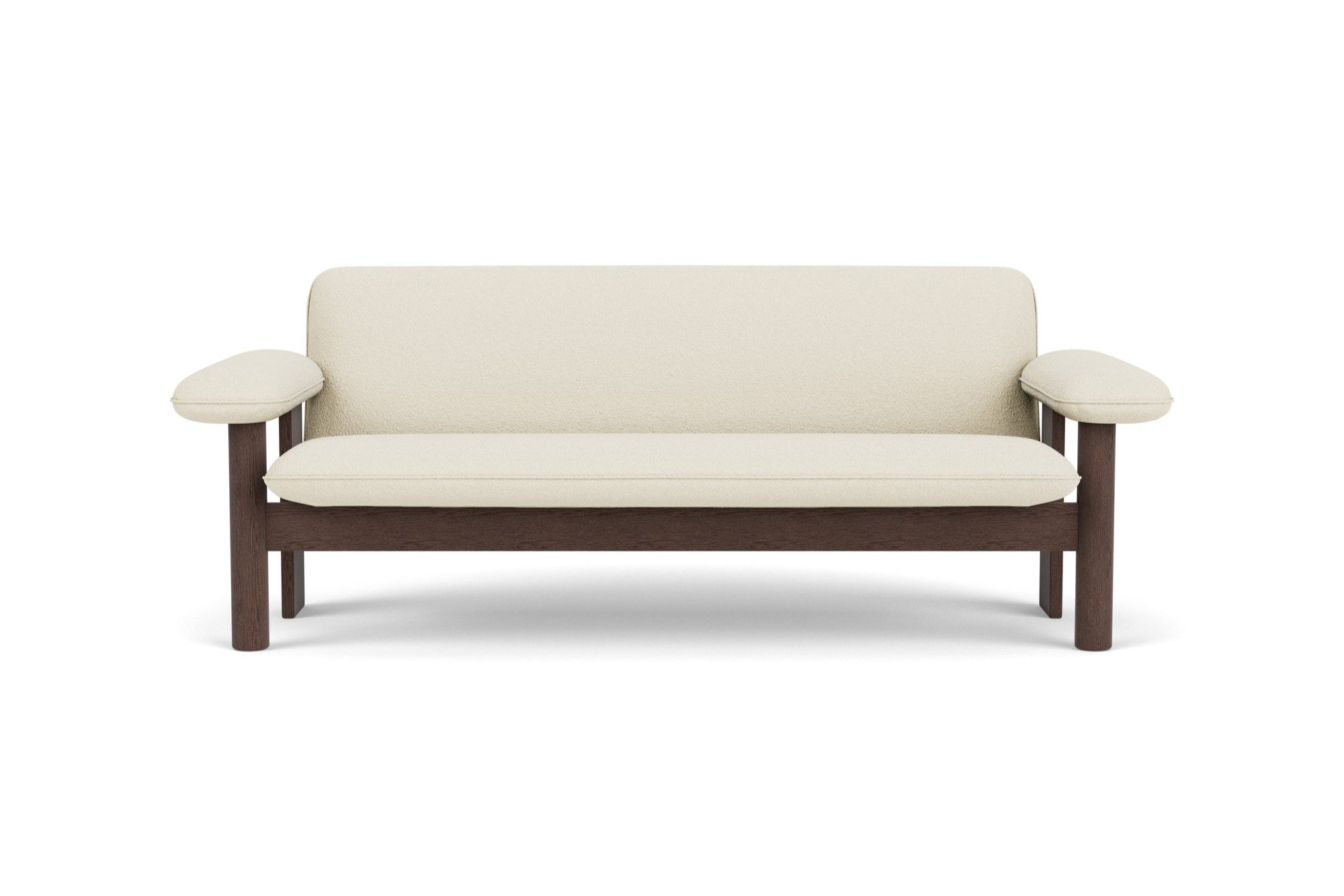 Sofa BRASILIA kremowy z ciemną dębową podstawą