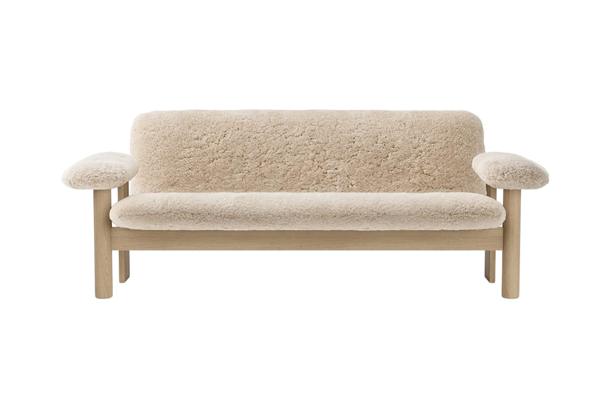 Sofa BRASILIA skóra owcza z dębową podstawą