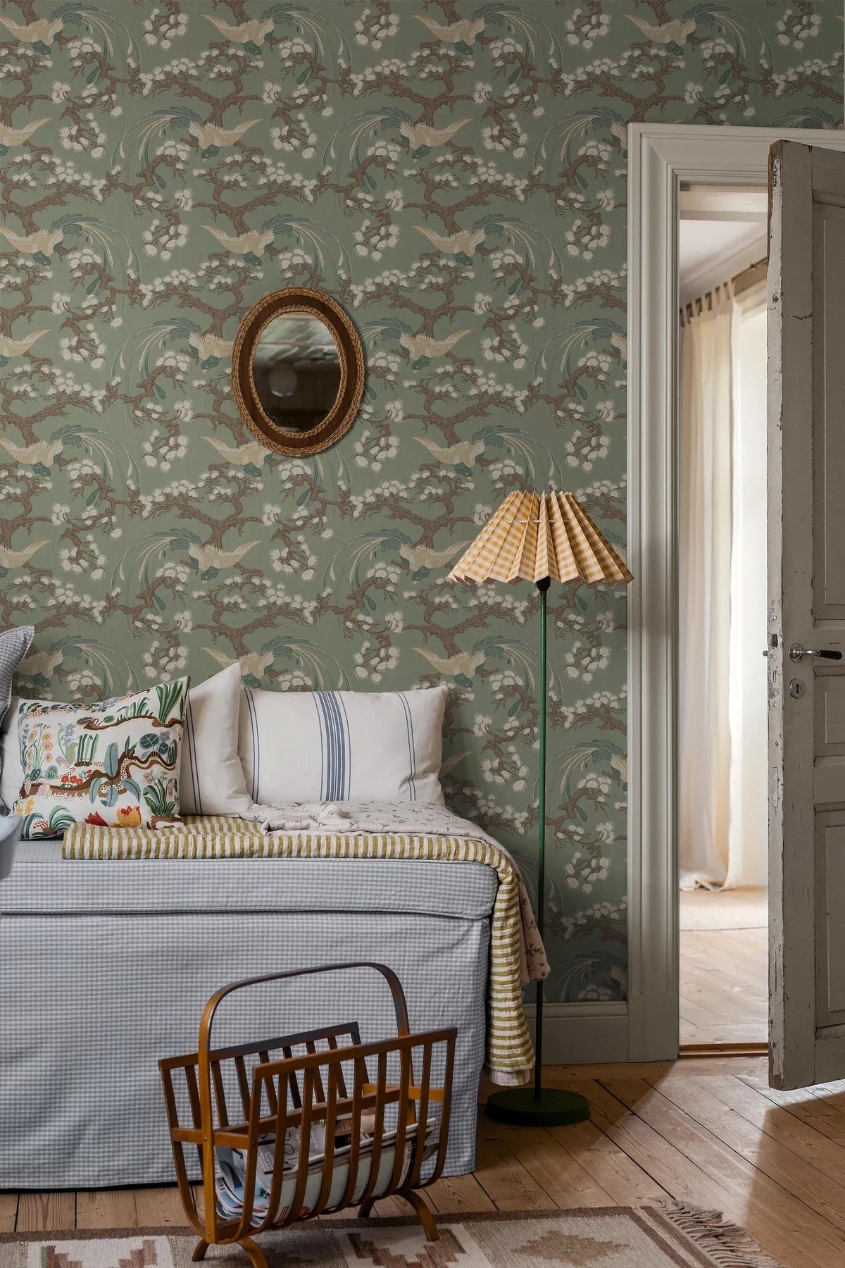 FENIX Green Floral and Animal Motif Wallpaper
