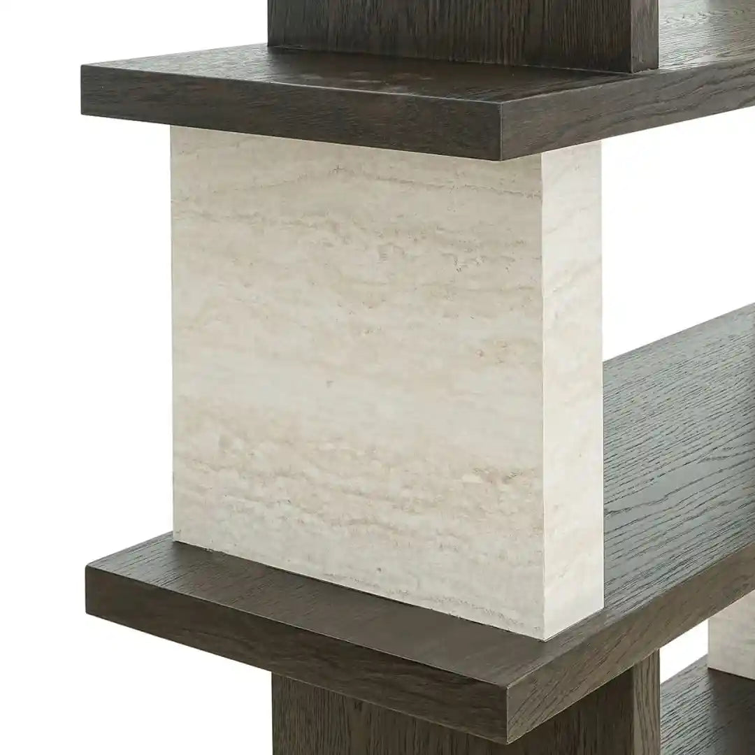 Regal WALDORF dunkelbraunes Holz und Stein