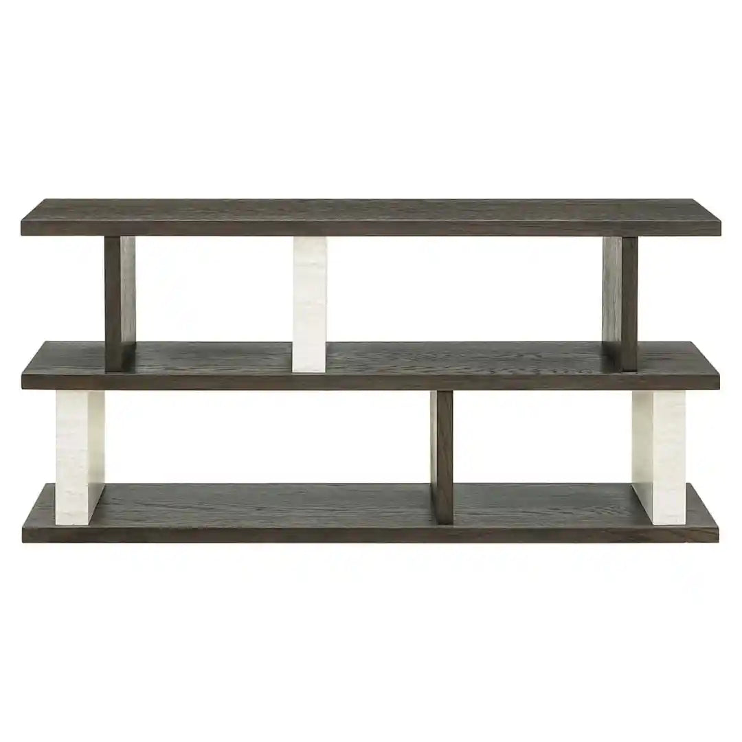 Konsole WALDORF dunkelbraunes Holz und Stein