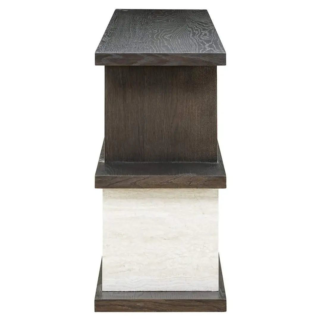 Konsole WALDORF dunkelbraunes Holz und Stein