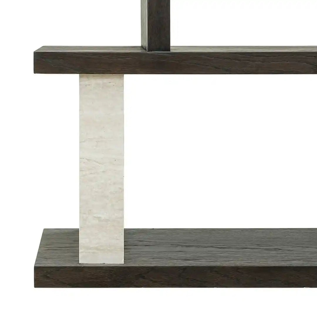 Konsole WALDORF dunkelbraunes Holz und Stein