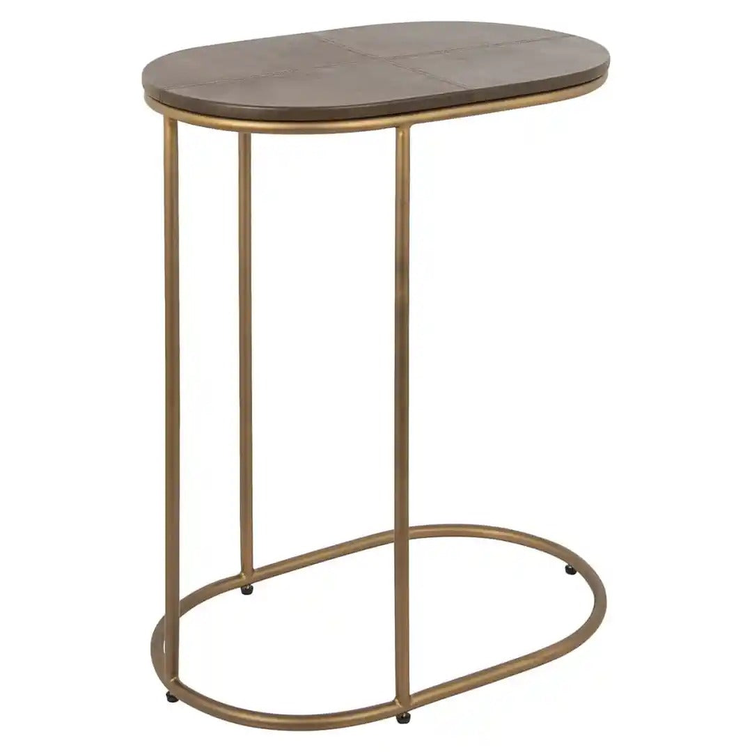 ZILLON Brown Side Table with Gold