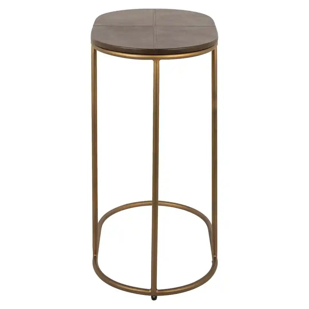 ZILLON Brown Side Table with Gold