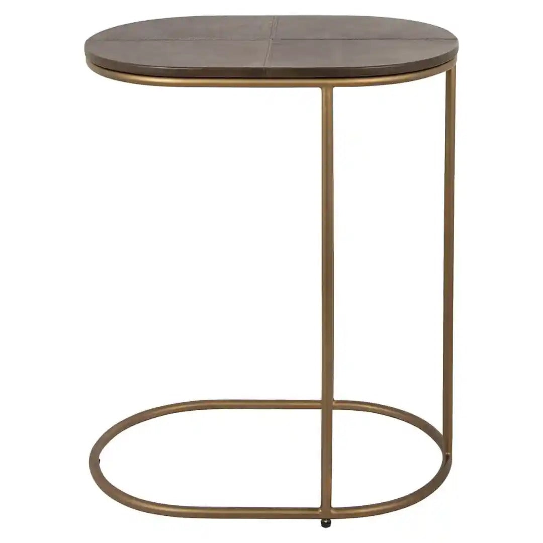 ZILLON Brown Side Table with Gold