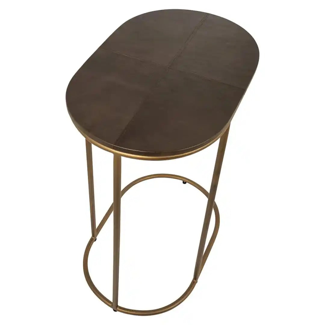 ZILLON Brown Side Table with Gold