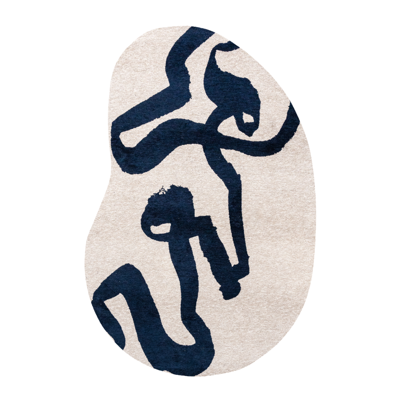 Oval RIBBON rug in white with navy blue