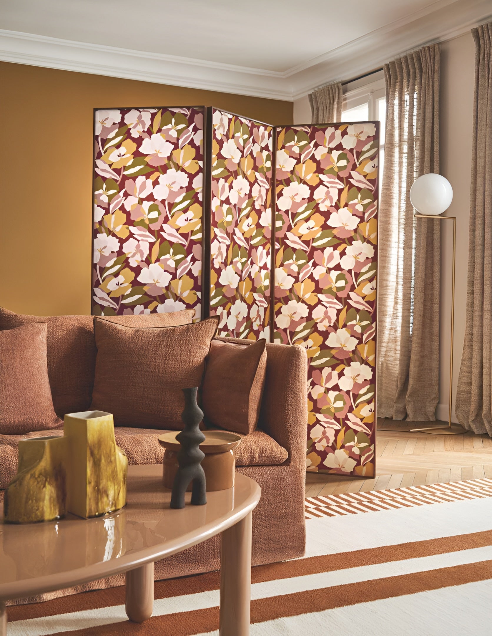 Vlies-Tapete mit Pflanzenmotiv AMARYLLIS - GRENAT/BLUSH bordeaux mit rosa