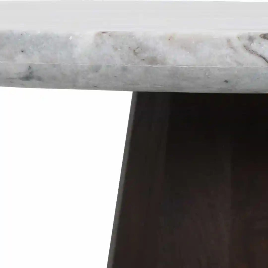 OBEROY Round Table Marble with Brown Mango Wood