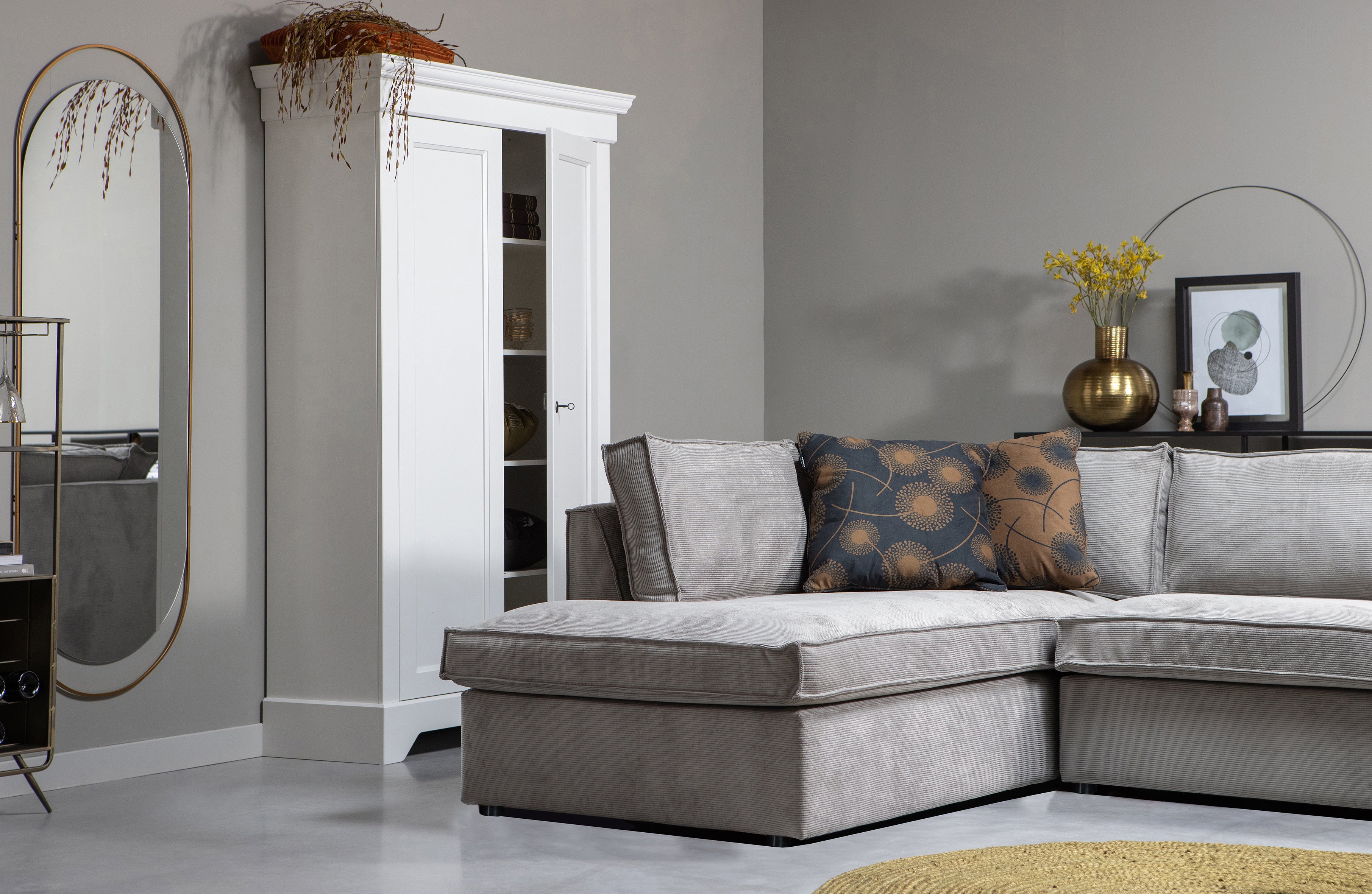 Narożnik lewostronny THOMAS zielona szarość – sofa narożna