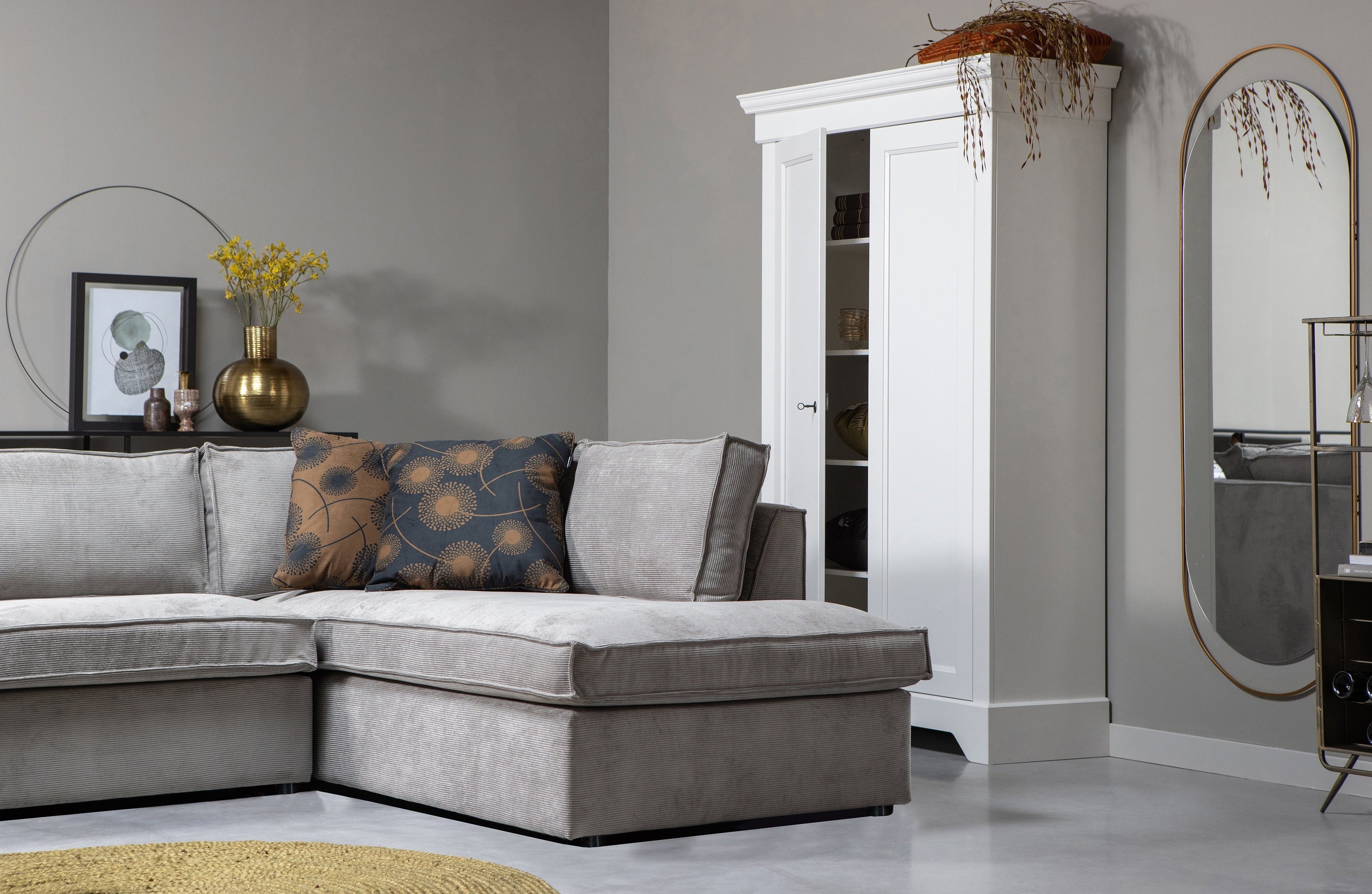 Narożnik prawostronny THOMAS zielona szarość – sofa narożna