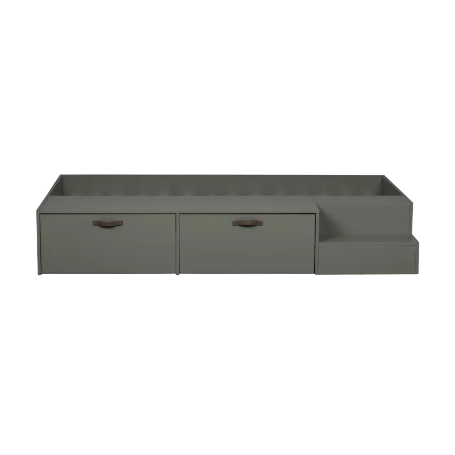 Stage Bed with Drawers in Gray-Green