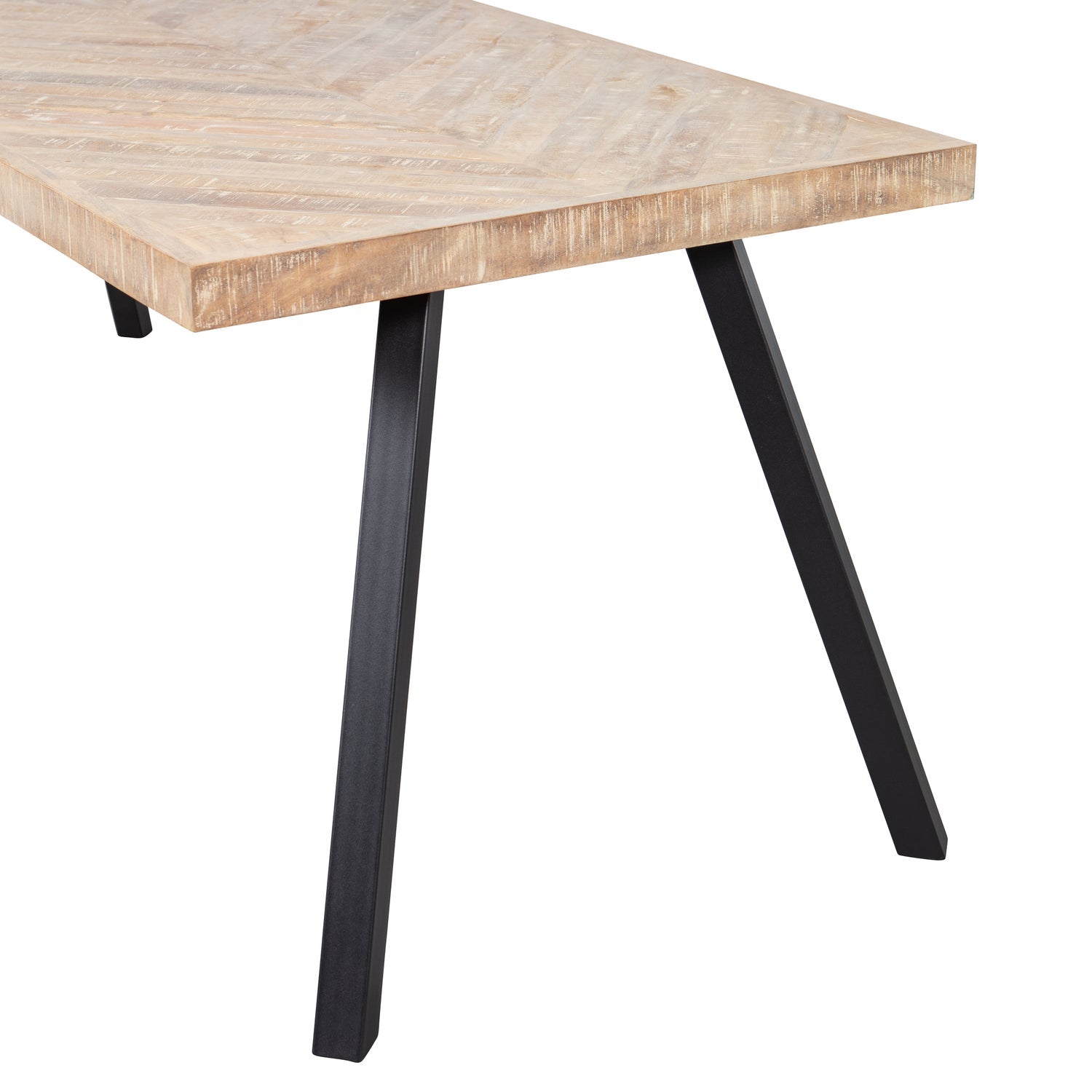TABLO herringbone table made of mango wood with a V-shaped base