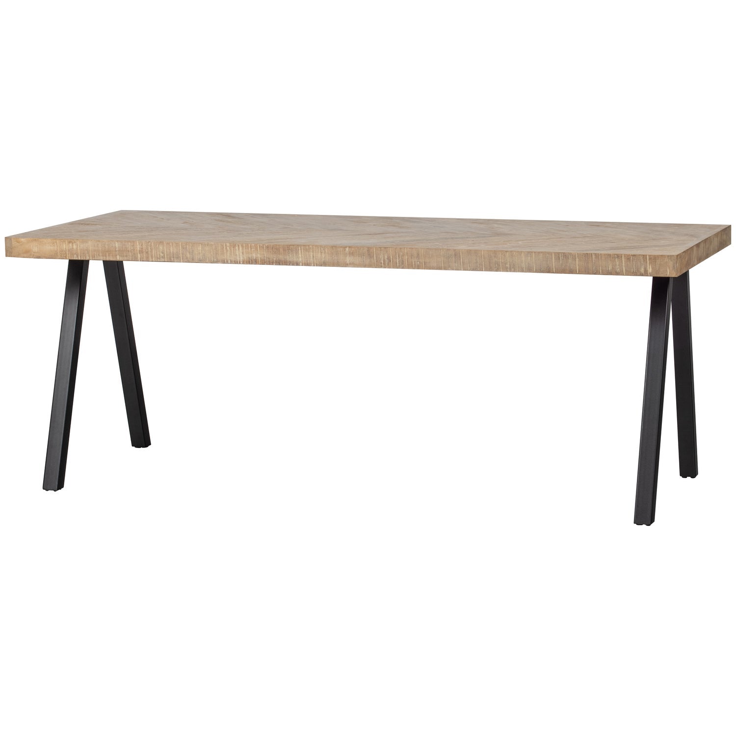 TABLO herringbone table made of mango wood with a V-shaped base