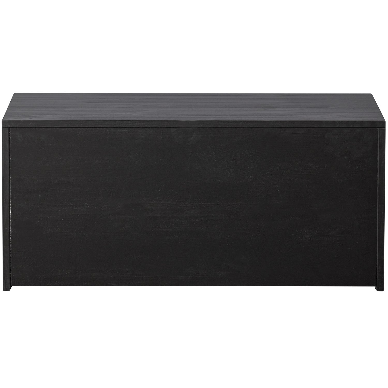 Bench with gravure drawers black pine wood