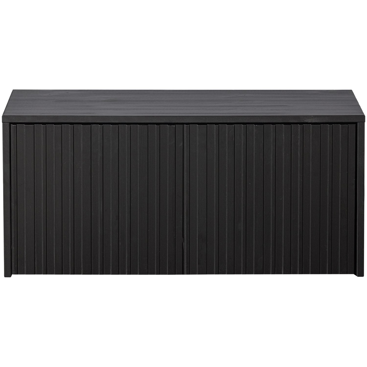 Bench with gravure drawers black pine wood