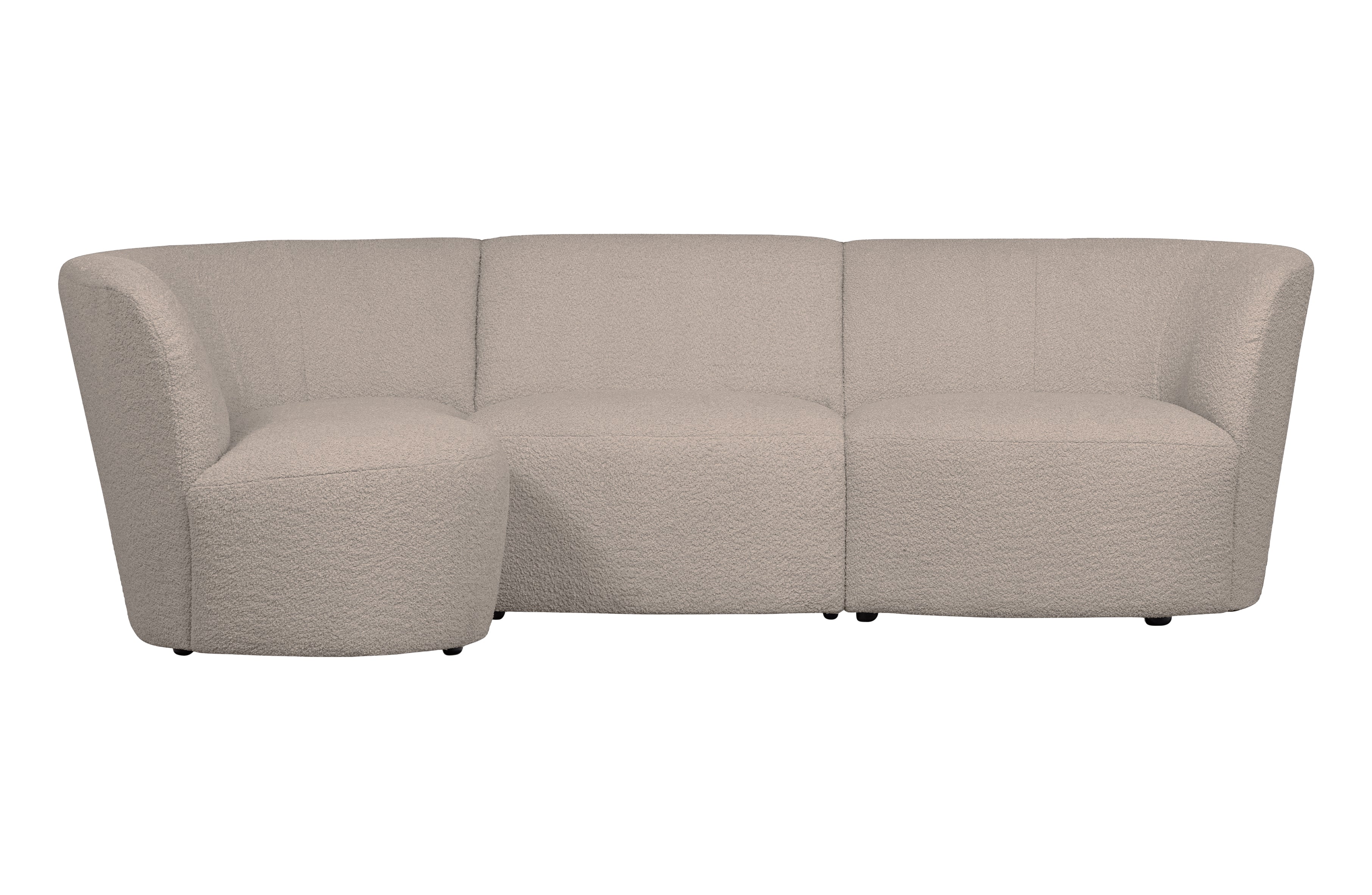 Linksseitige COCO-Eckcouch in sandfarbener Boucle