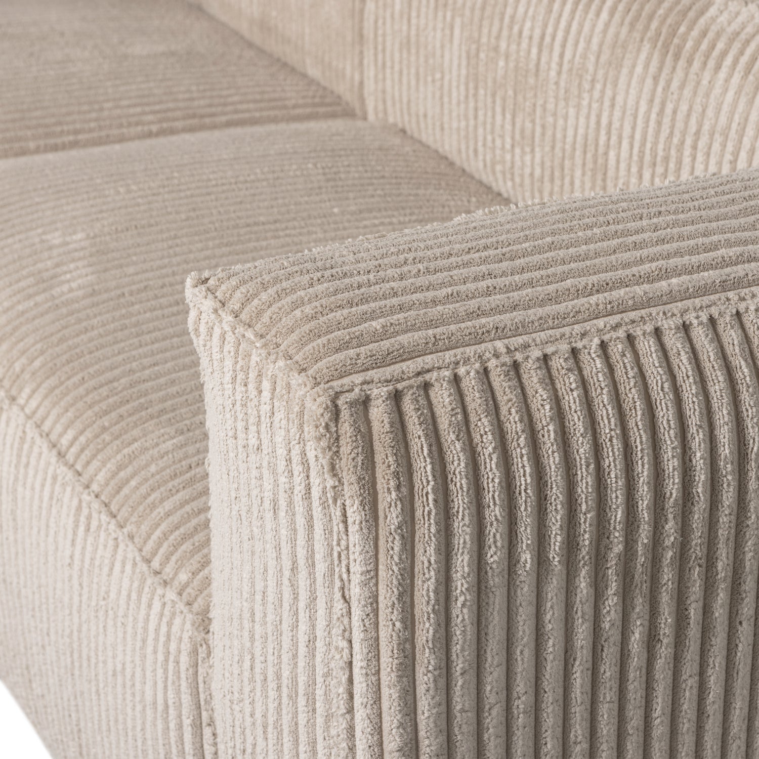Links -handgefertigte Ecke Bohnen Beige Cord