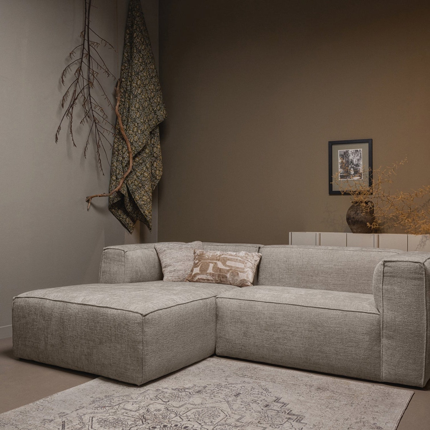 Links -Hand -Eckbean Beige Melange