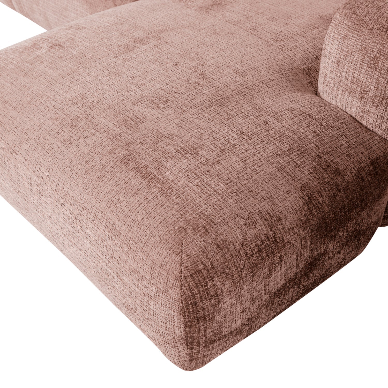Right-facing modular CLOUD corner sofa in pink