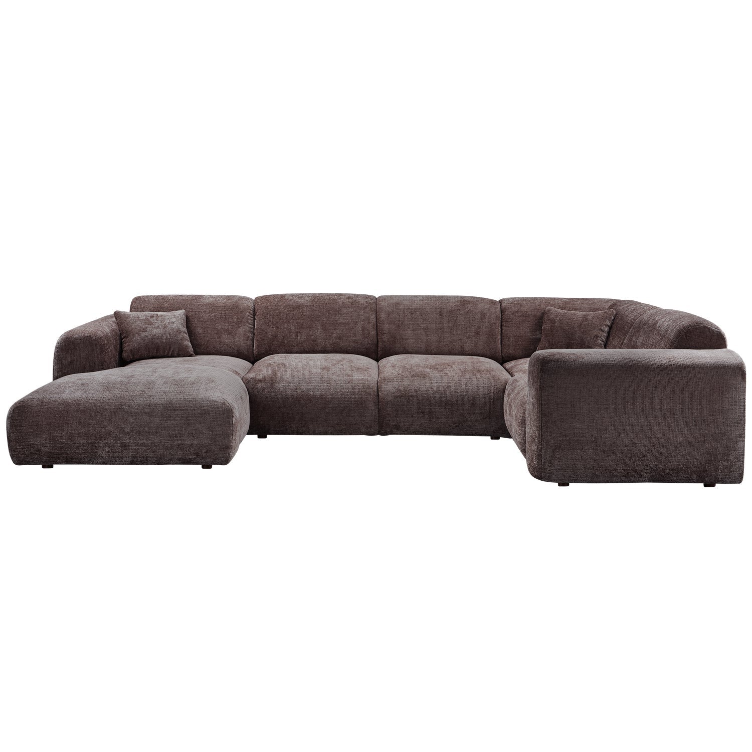 Right-facing panoramic corner sofa CLOUD in brown